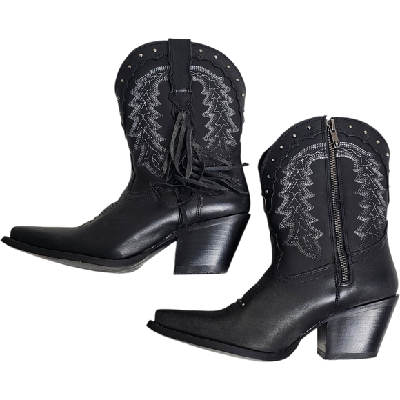 Durango Women's Crush Black Leather Pointed Snip Toe Cowboy Boots Rodeo Size 6.5 - Picture 3 of 14